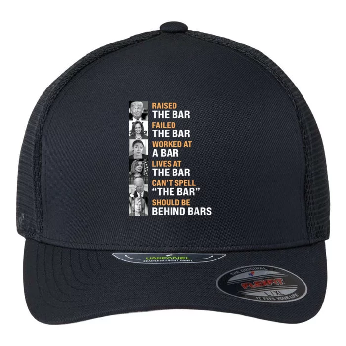 Black Classic Fit Trump Raised The Bar Harris Failed Crew Neck Short Flexfit Unipanel Trucker Cap