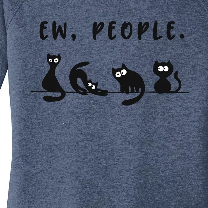 Black Cat Funny Ew People Meowy Cat Lovers Cute Gift Women's Perfect Tri Tunic Long Sleeve Shirt