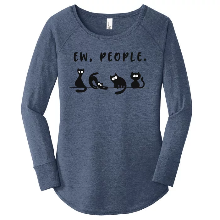 Black Cat Funny Ew People Meowy Cat Lovers Cute Gift Women's Perfect Tri Tunic Long Sleeve Shirt