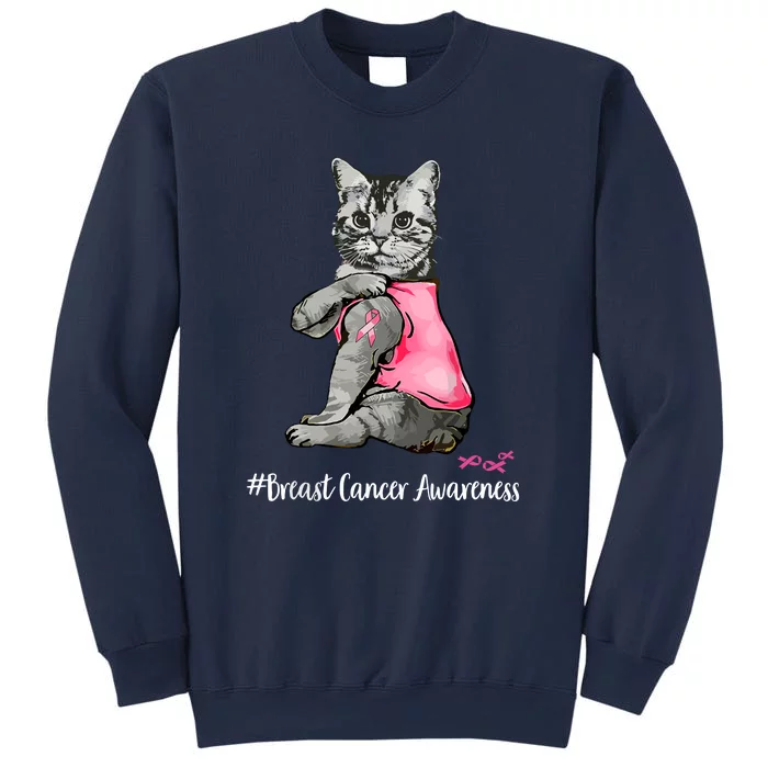 Breast Cancer Funny Cat Pink Ribbon In October We Wear Pink Gift Sweatshirt