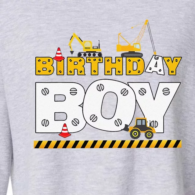 Birthday Construction Family Birthday Party Cropped Pullover Crew