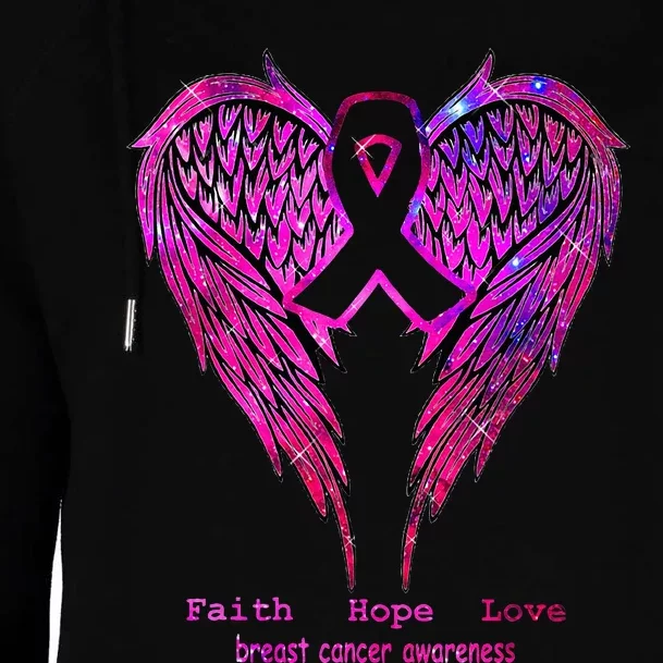 Breast Cancer Faith Hope Love Wings Awareness Womens Funnel Neck Pullover Hood