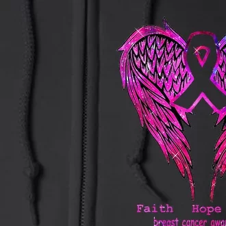 Breast Cancer Faith Hope Love Wings Awareness Full Zip Hoodie