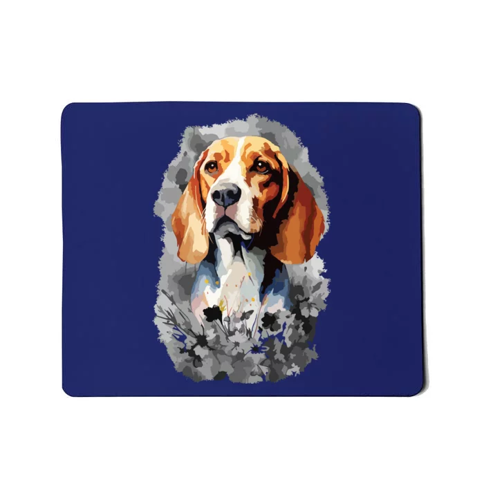 Beagle Color Flowers Black White Dog Themed Mousepad