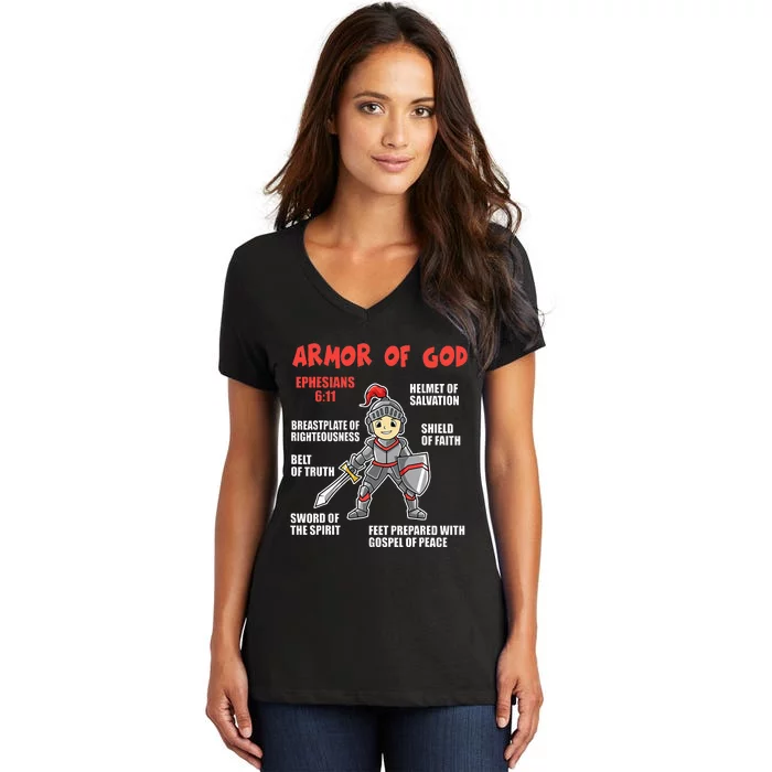 Bible Chapters For Put On The Full Armor Of God Women's V-Neck T-Shirt