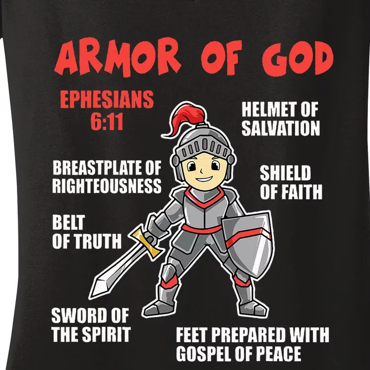 Bible Chapters For Put On The Full Armor Of God Women's V-Neck T-Shirt