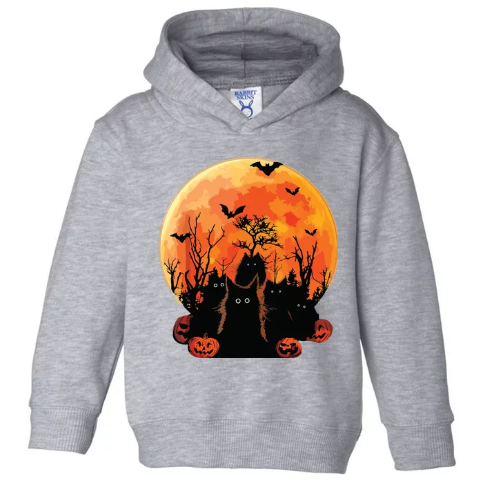 Black Cats Full Moon Funny Animal Pet Lover Halloween Toddler Hoodie