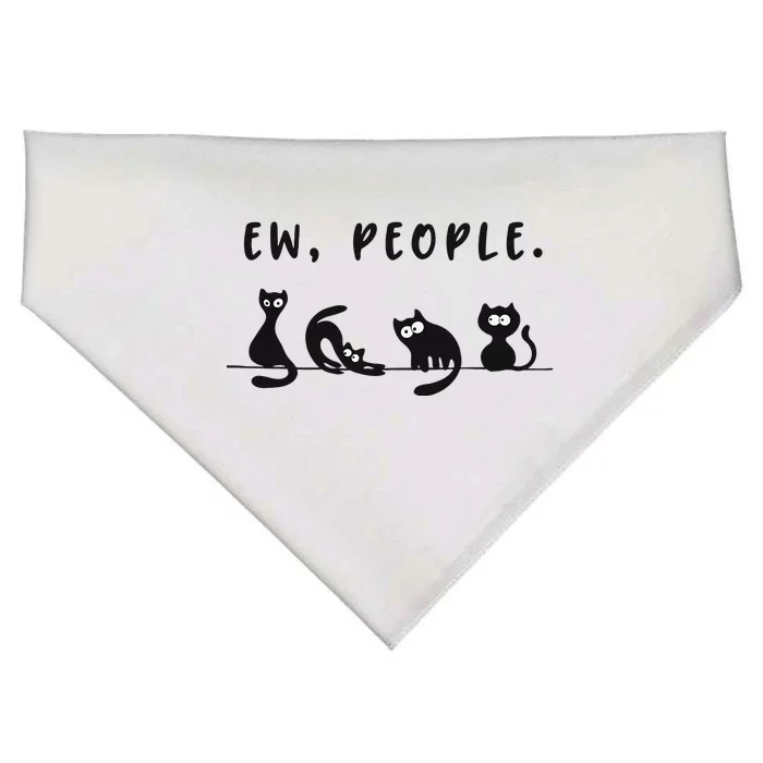 Black Cat Funny Womens Ew People Meowy Cat Lovers USA-Made Doggie Bandana