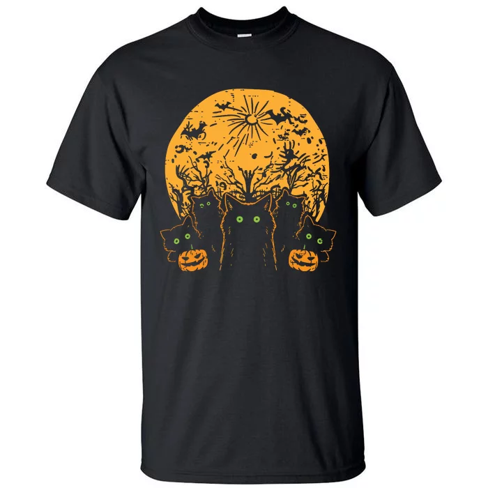 Black Cats Full Moon Halloween Animal Pet Women Tall T-Shirt