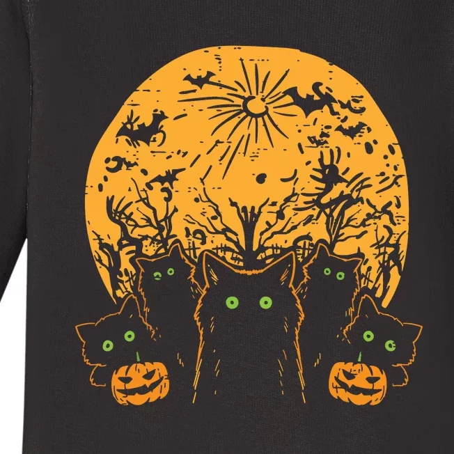 Black Cats Full Moon Halloween Animal Pet Women Baby Long Sleeve Bodysuit