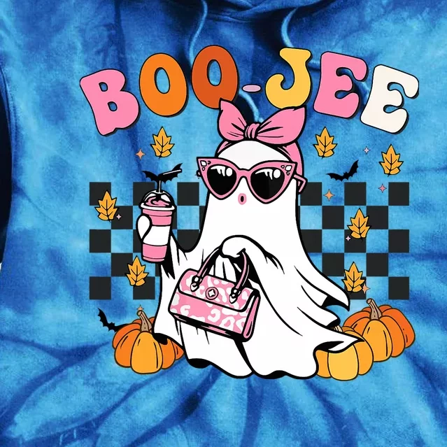 Boojee Cute Ghost Coffee Funny Halloween Tie Dye Hoodie