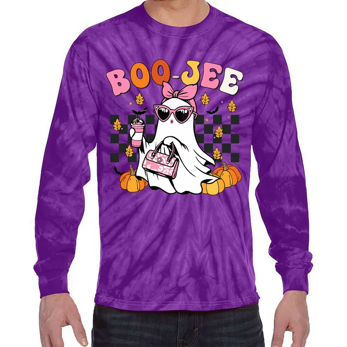 Boojee Cute Ghost Coffee Funny Halloween Tie-Dye Long Sleeve Shirt