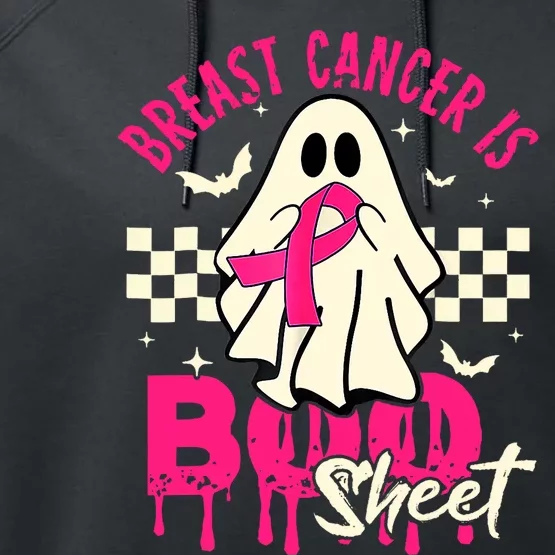 Breast Cancer Ghost Halloween Breast Cancer Awareness Performance Fleece Hoodie