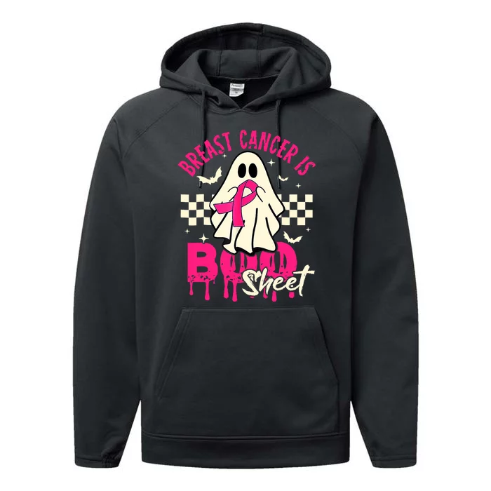 Breast Cancer Ghost Halloween Breast Cancer Awareness Performance Fleece Hoodie