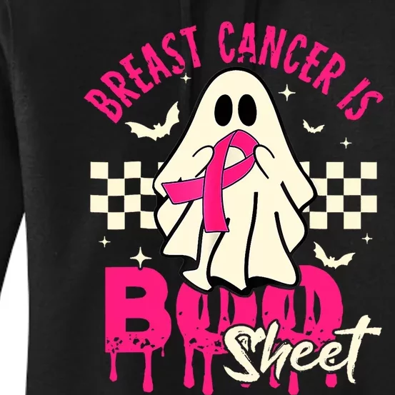 Breast Cancer Ghost Halloween Breast Cancer Awareness Women's Pullover Hoodie