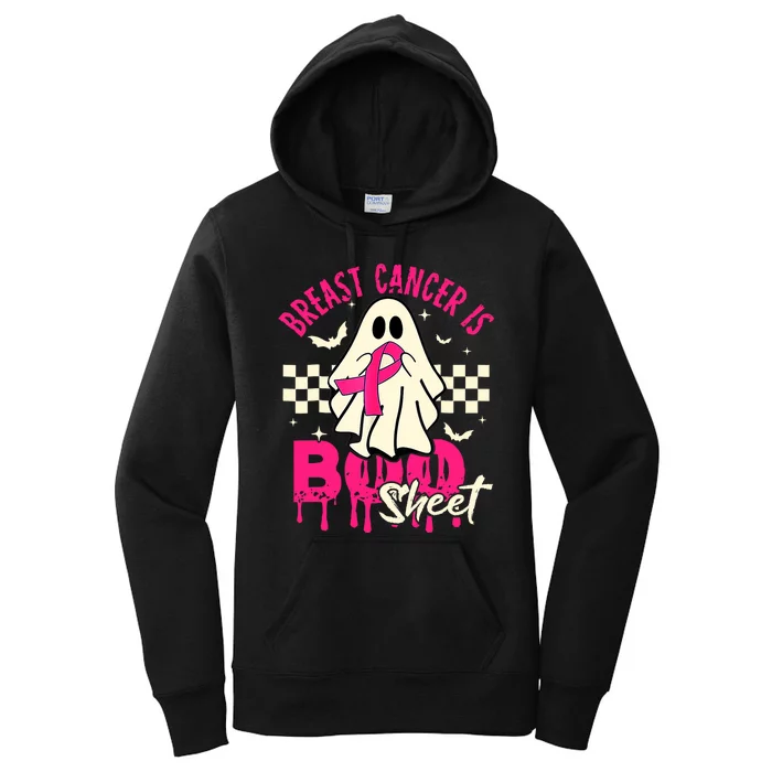 Breast Cancer Ghost Halloween Breast Cancer Awareness Women's Pullover Hoodie