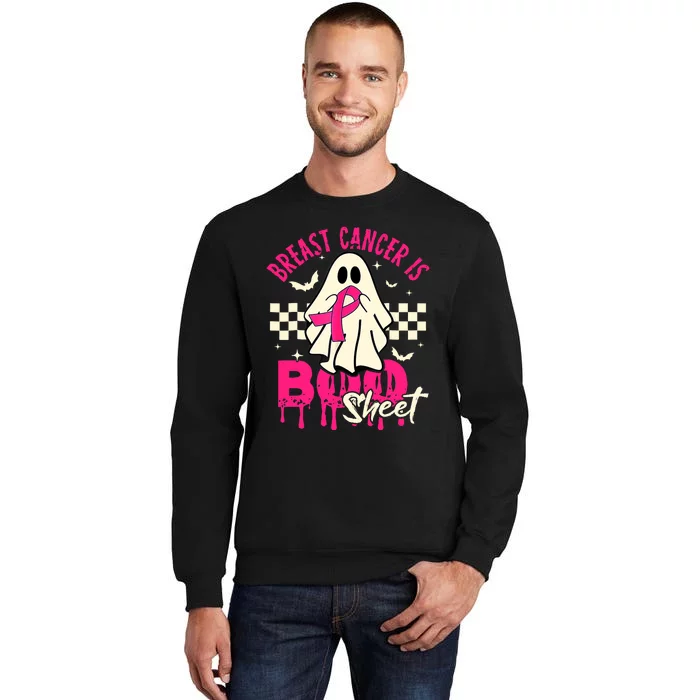 Breast Cancer Ghost Halloween Breast Cancer Awareness Tall Sweatshirt