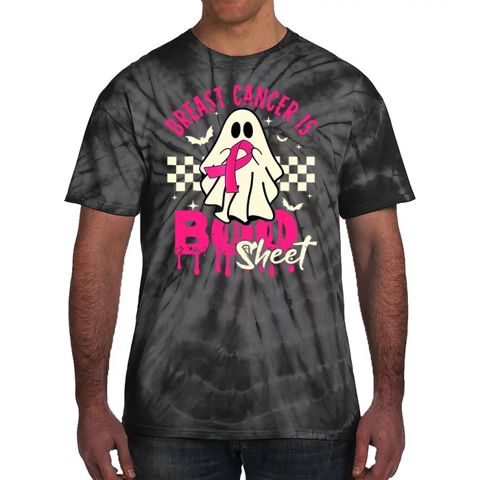 Breast Cancer Ghost Halloween Breast Cancer Awareness Tie-Dye T-Shirt