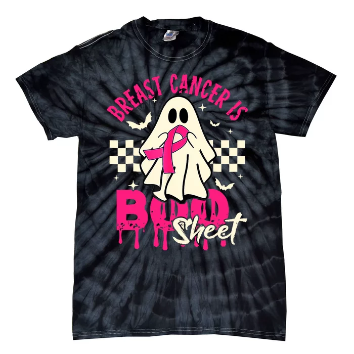 Breast Cancer Ghost Halloween Breast Cancer Awareness Tie-Dye T-Shirt