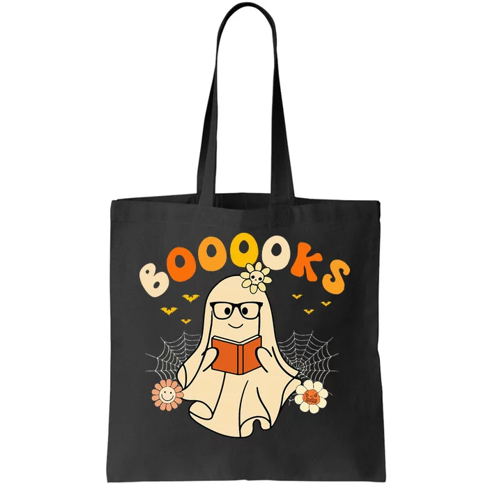 Booooks Cute Ghost Reading Library Books Halloween Tote Bag