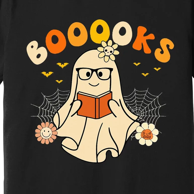 Booooks Cute Ghost Reading Library Books Halloween Premium T-Shirt