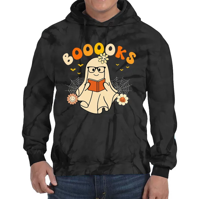 Booooks Cute Ghost Reading Library Books Halloween Tie Dye Hoodie