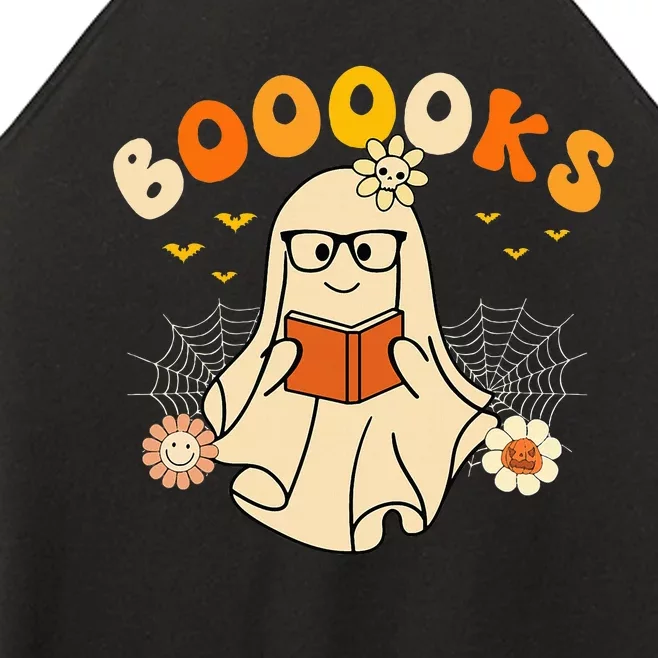 Booooks Cute Ghost Reading Library Books Halloween Women’s Perfect Tri Rocker Tank