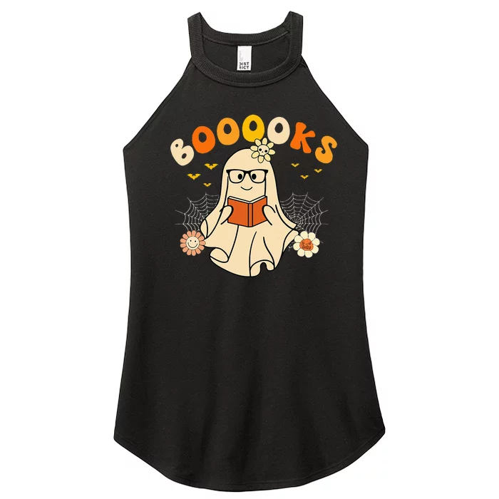 Booooks Cute Ghost Reading Library Books Halloween Women’s Perfect Tri Rocker Tank