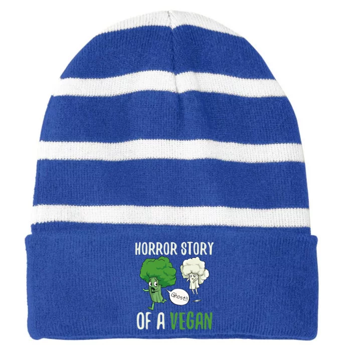 Broccoli Cauliflower Ghost Horror Story Of A Vegan Halloween Gift Striped Beanie with Solid Band