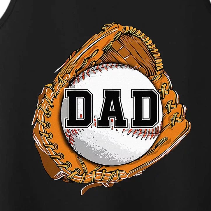 Baseball Catch Glove Baseball Dad Baseball Daddy Fathers Day Performance Tank