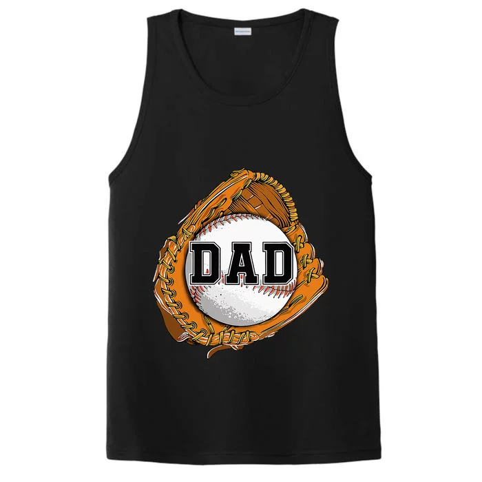 Baseball Catch Glove Baseball Dad Baseball Daddy Fathers Day Performance Tank