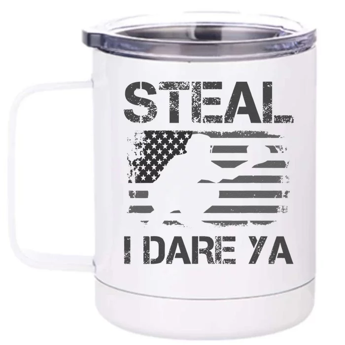 Baseball Catcher Gear American Flag Vintage Sports Front & Back 12oz Stainless Steel Tumbler Cup