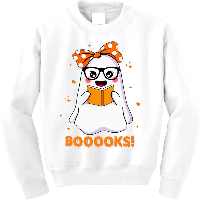 Booooks! Cute Ghost Reading Library Books Halloween Kids Sweatshirt