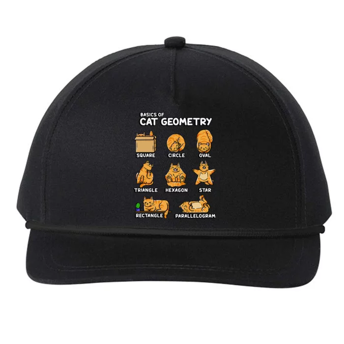 Basic Cat Geometry Cute Cat Cat Lover Cat Owner math school Snapback Five-Panel Rope Hat