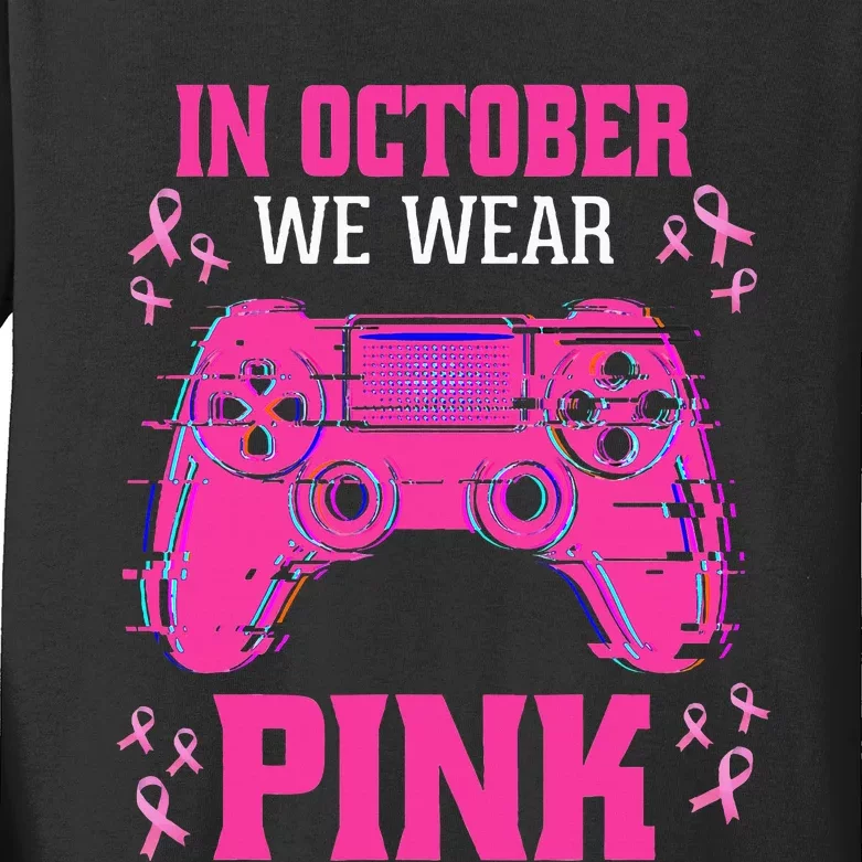 Breast Cancer Gaming Kids Long Sleeve Shirt