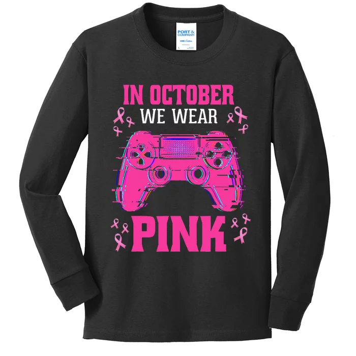 Breast Cancer Gaming Kids Long Sleeve Shirt