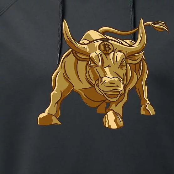 Bitcoin Crypto Golden Bull Btc Graphic Performance Fleece Hoodie