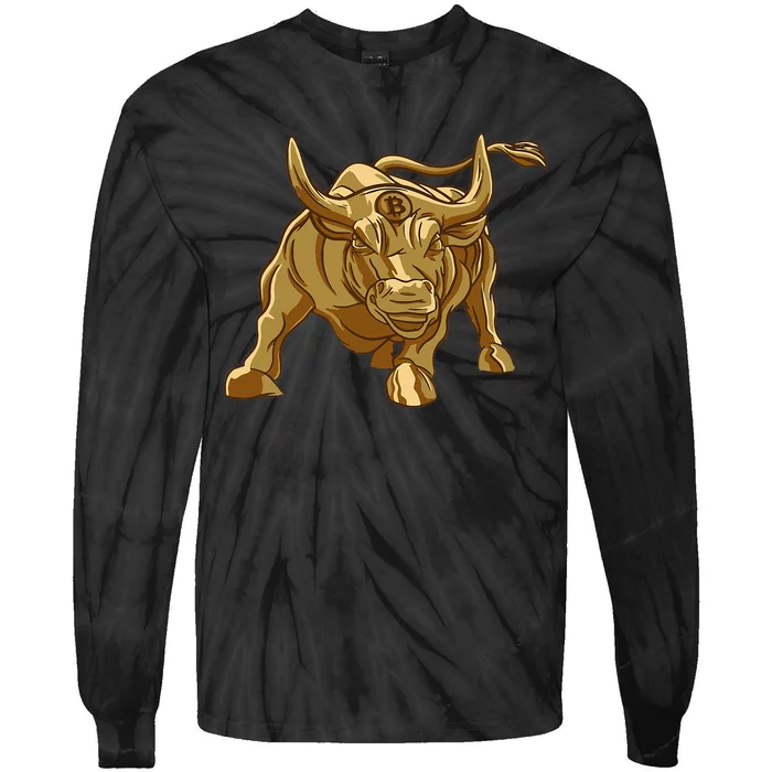 Bitcoin Crypto Golden Bull Btc Graphic Tie-Dye Long Sleeve Shirt