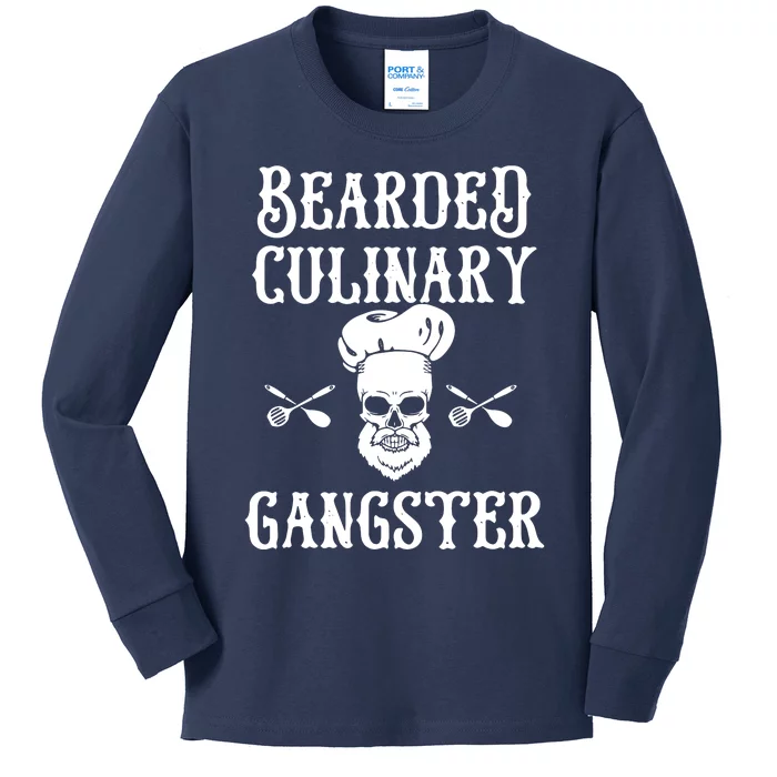 Bearded Culinary Gangster Vintage Cooking Guru Kids Long Sleeve Shirt