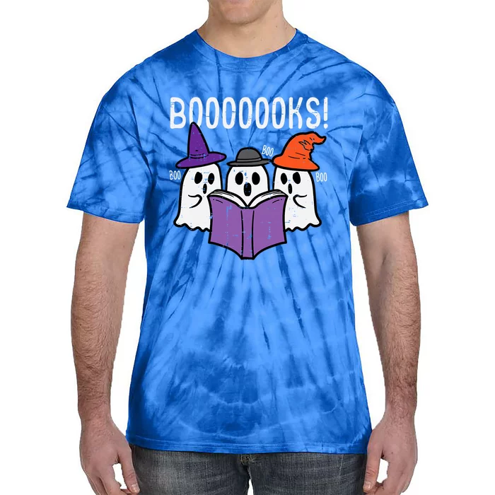 Boooks Cute Ghost Book Reading Teacher Halloween Costume Gift Tie-Dye T-Shirt