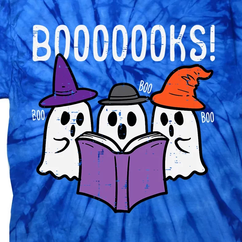 Boooks Cute Ghost Book Reading Teacher Halloween Costume Gift Tie-Dye T-Shirt