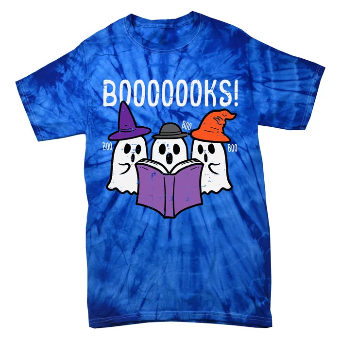 Boooks Cute Ghost Book Reading Teacher Halloween Costume Gift Tie-Dye T-Shirt