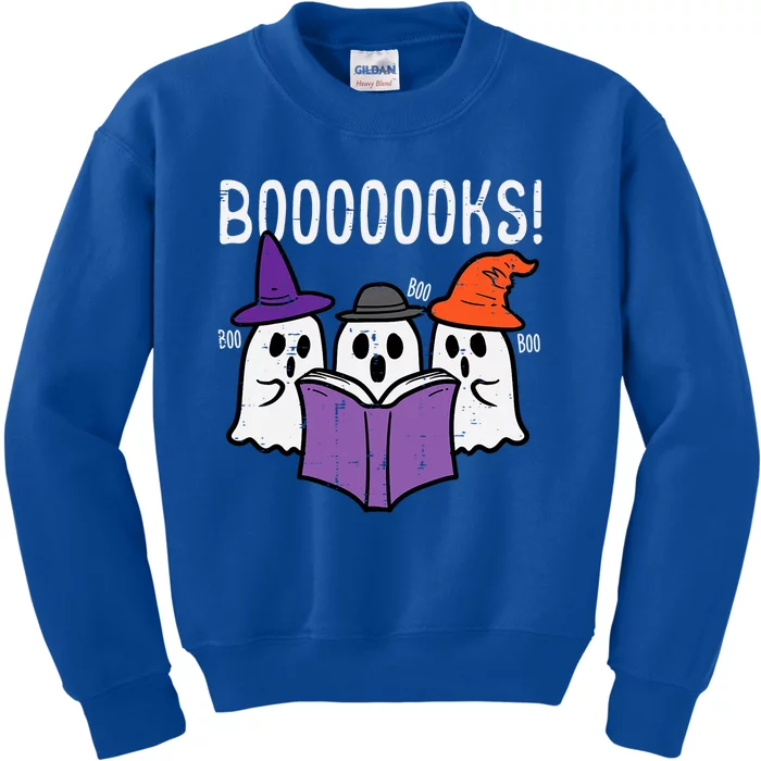 Boooks Cute Ghost Book Reading Teacher Halloween Costume Gift Kids Sweatshirt