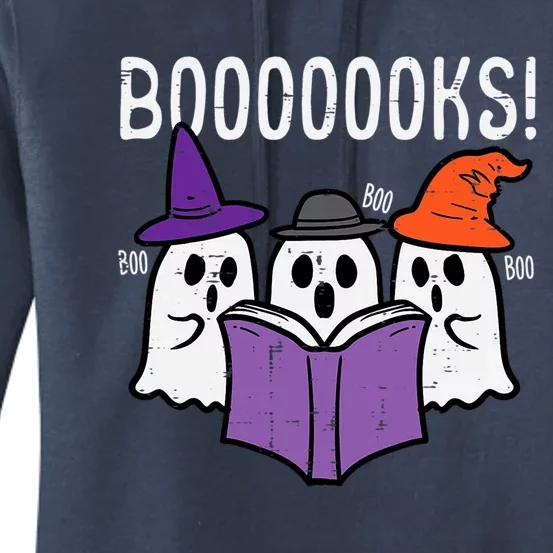 Boooks Cute Ghost Book Reading Teacher Halloween Costume Gift Women's Pullover Hoodie