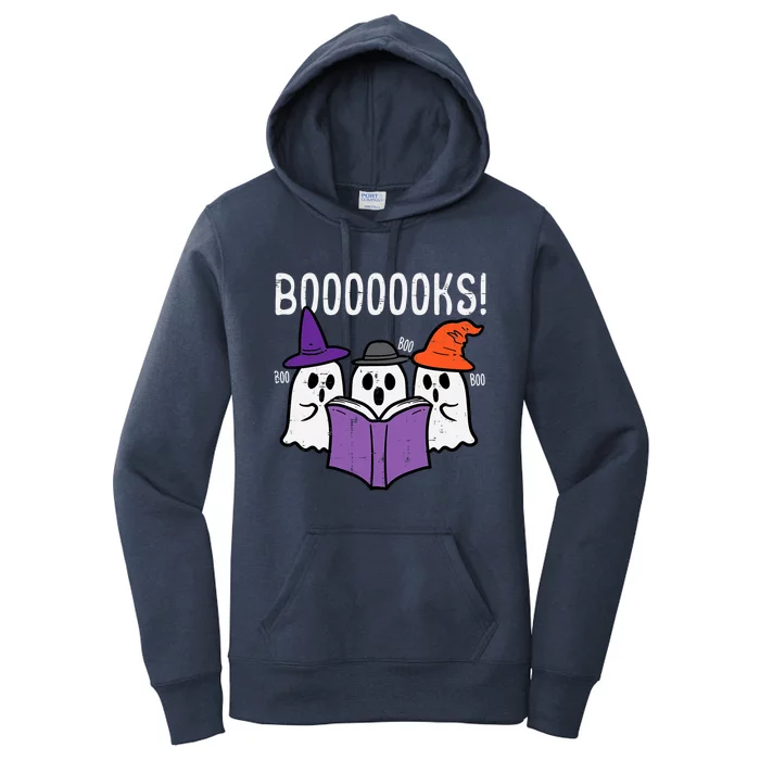 Boooks Cute Ghost Book Reading Teacher Halloween Costume Gift Women's Pullover Hoodie