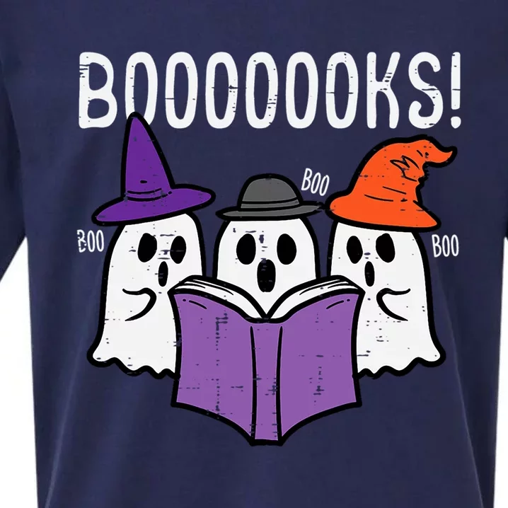 Boooks Cute Ghost Book Reading Teacher Halloween Costume Gift Sueded Cloud Jersey T-Shirt