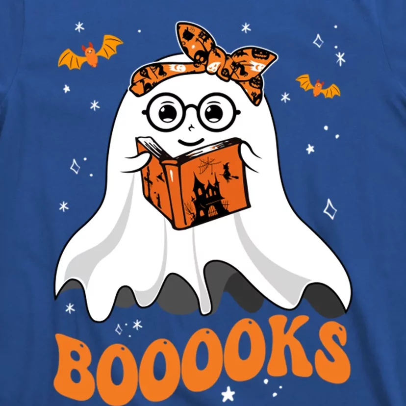 Booooks Cute Ghost Reading Library Books Halloween Teacher Gift T-Shirt