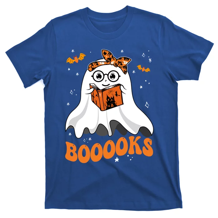 Booooks Cute Ghost Reading Library Books Halloween Teacher Gift T-Shirt