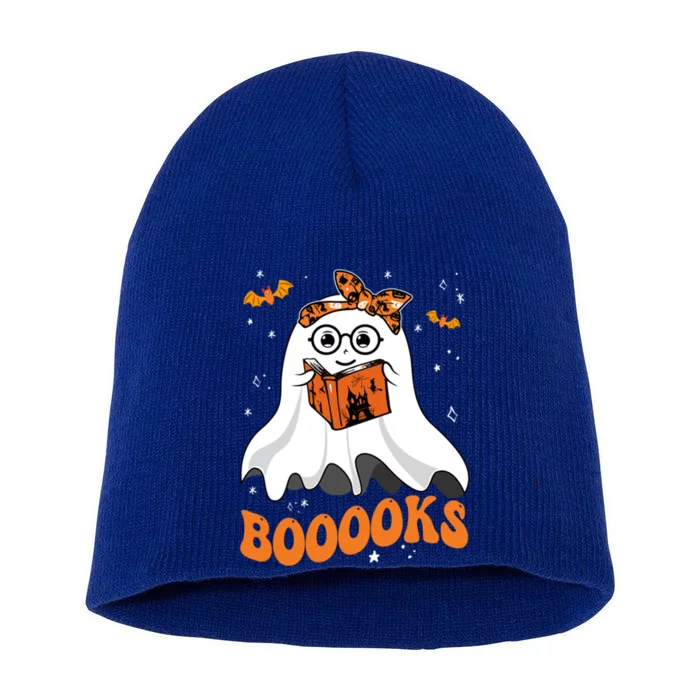 Booooks Cute Ghost Reading Library Books Halloween Teacher Gift Short Acrylic Beanie