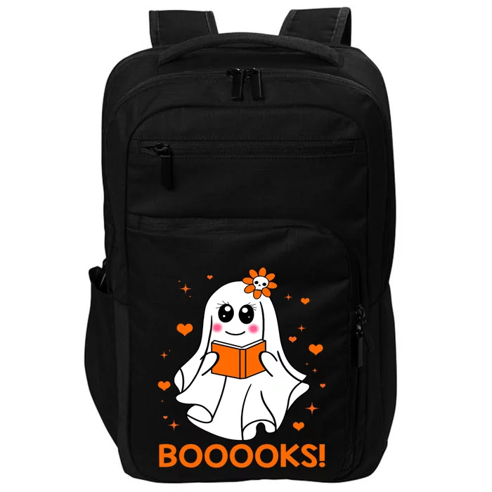 Booooks Cute Ghost Boo Reading Library Books Halloween Funny Gift Impact Tech Backpack